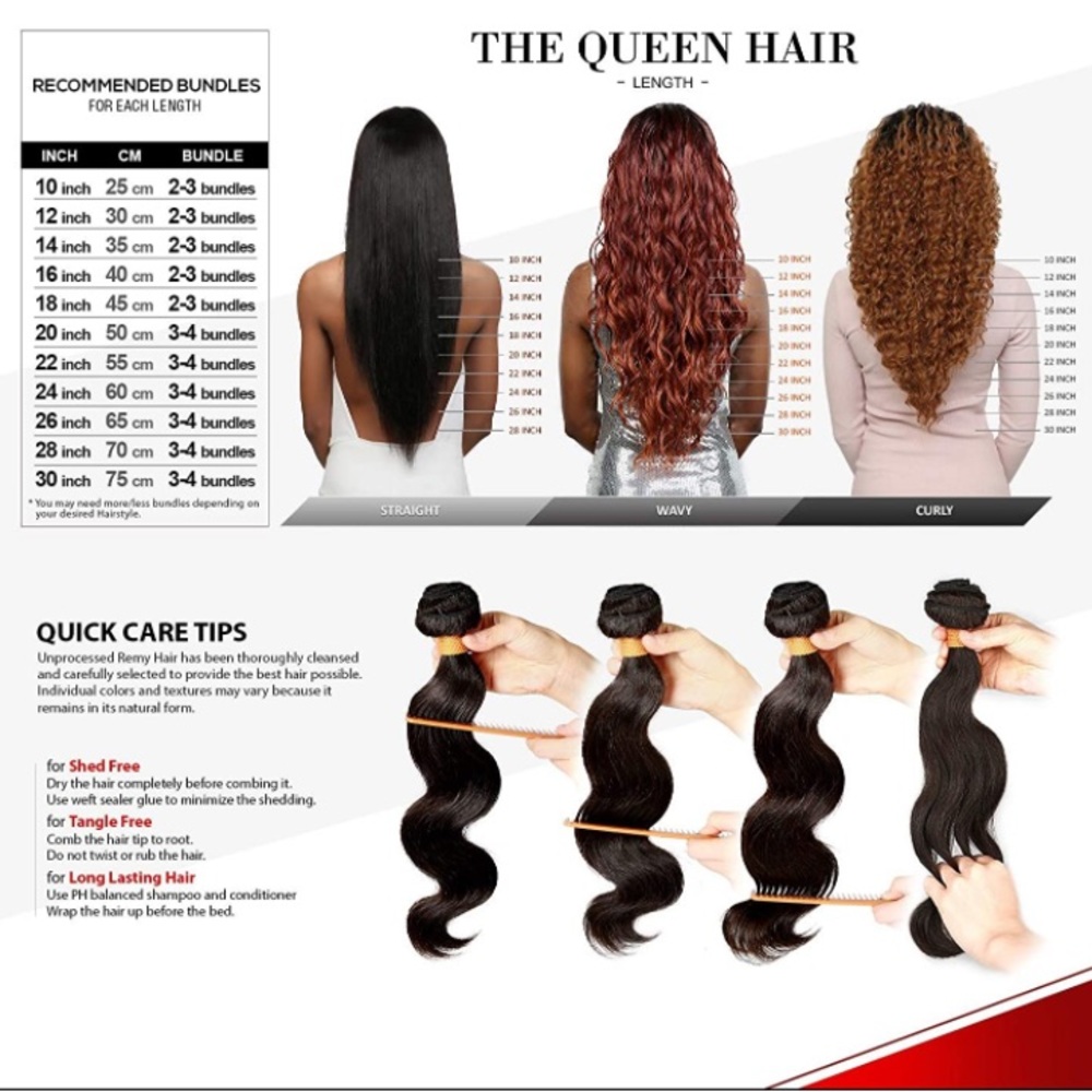 Brand New 12A+ Highest Grade QUEEN HAIR Brazilian Virgin Remy 121416” + Lace Top